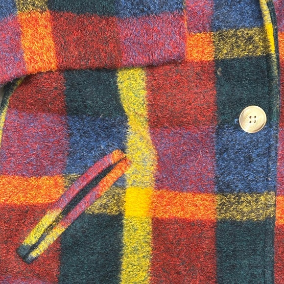 Rachel Zoe oversized bohemian retro colorful glam long wool blend plaid coat XS - Picture 4 of 6